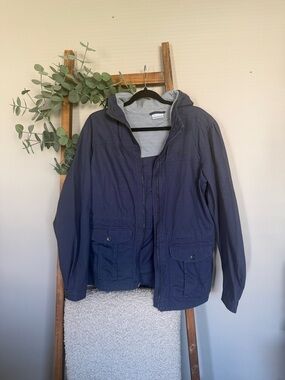 Colombia Blue/GrayHooded Utility Jacket - Gray Lining, worn 1 time,like new